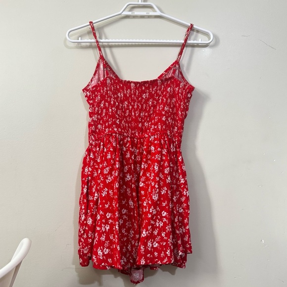 Bluenotes Red floral romper size S - sundress built in shorts + pockets summer - Picture 5 of 8